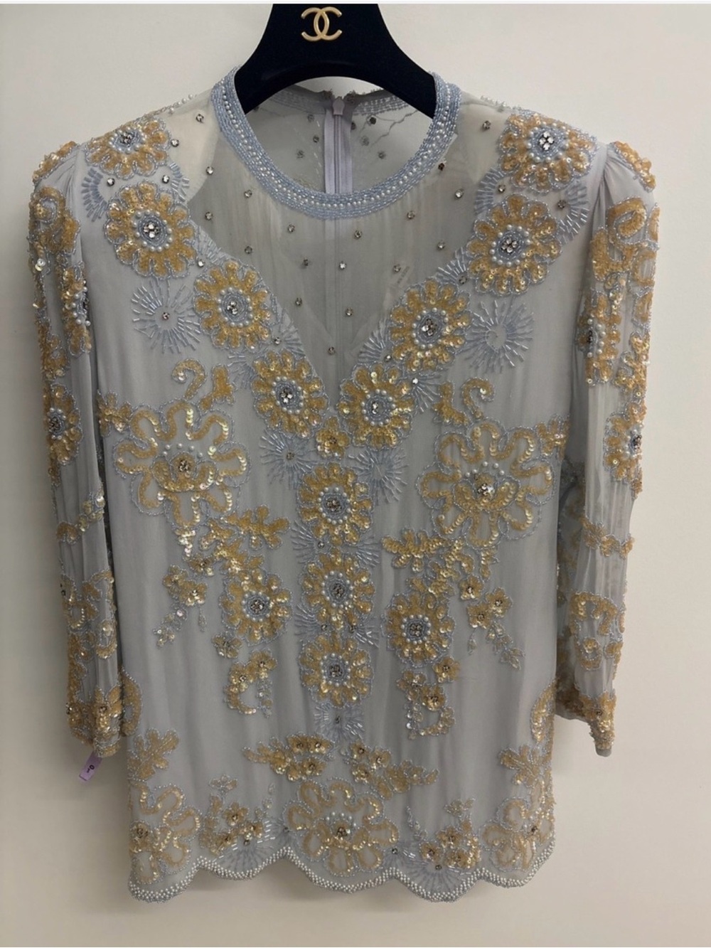 Vintage Oleg Cassini embroidered blouse